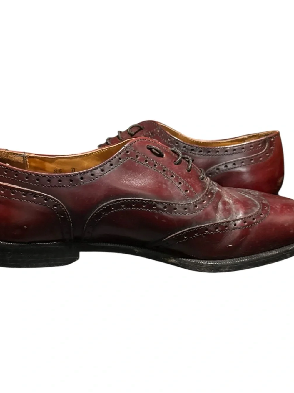 Cole Haan Men's Wingtip Oxfords Size 8.5 D Burgundy Leather Dress Shoes Made USA